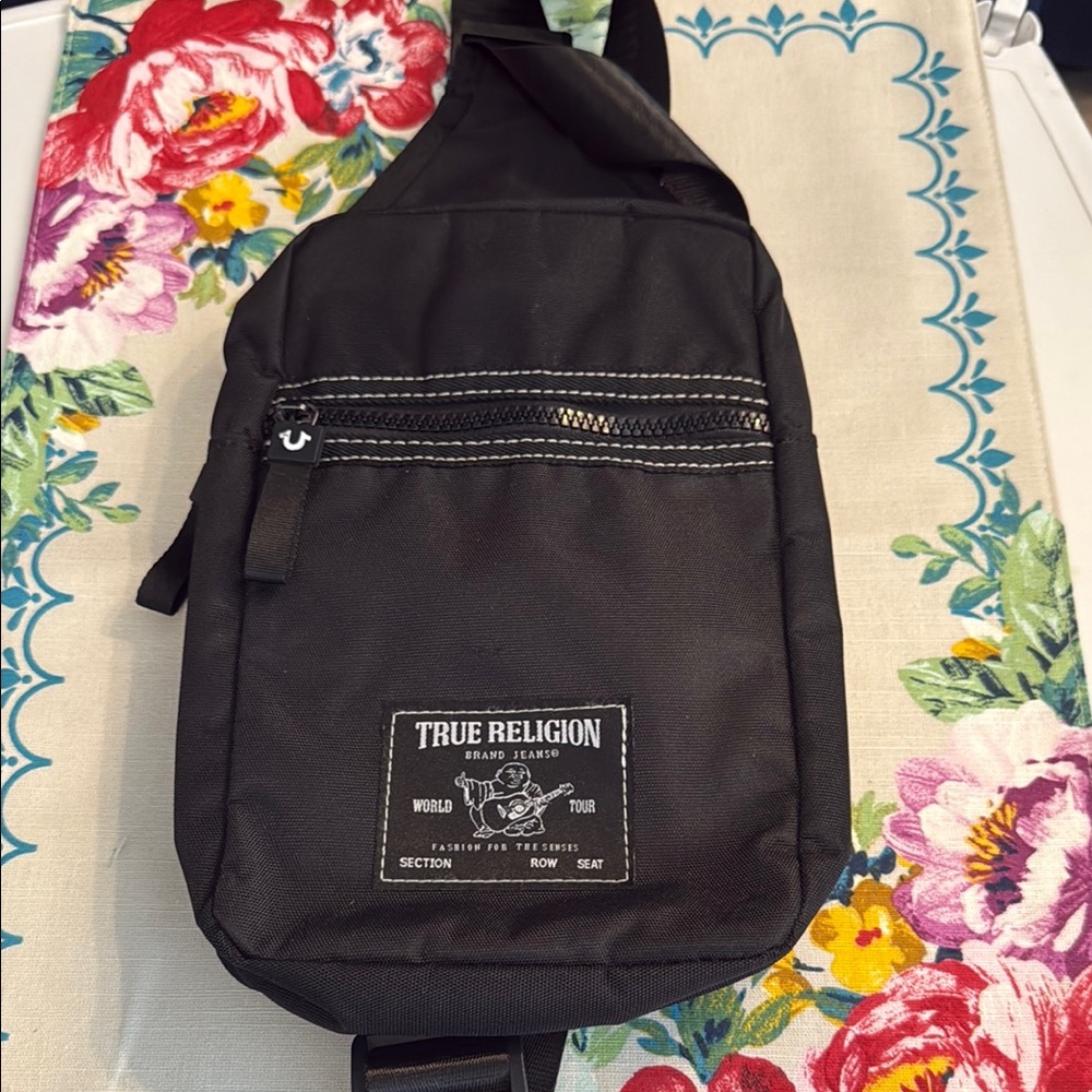True Religion Black Belt Bag with Durable Fabric